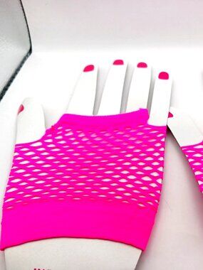 Womens Pink Fingerless Fishnet -Mesh Gloves  TWO Pair  New